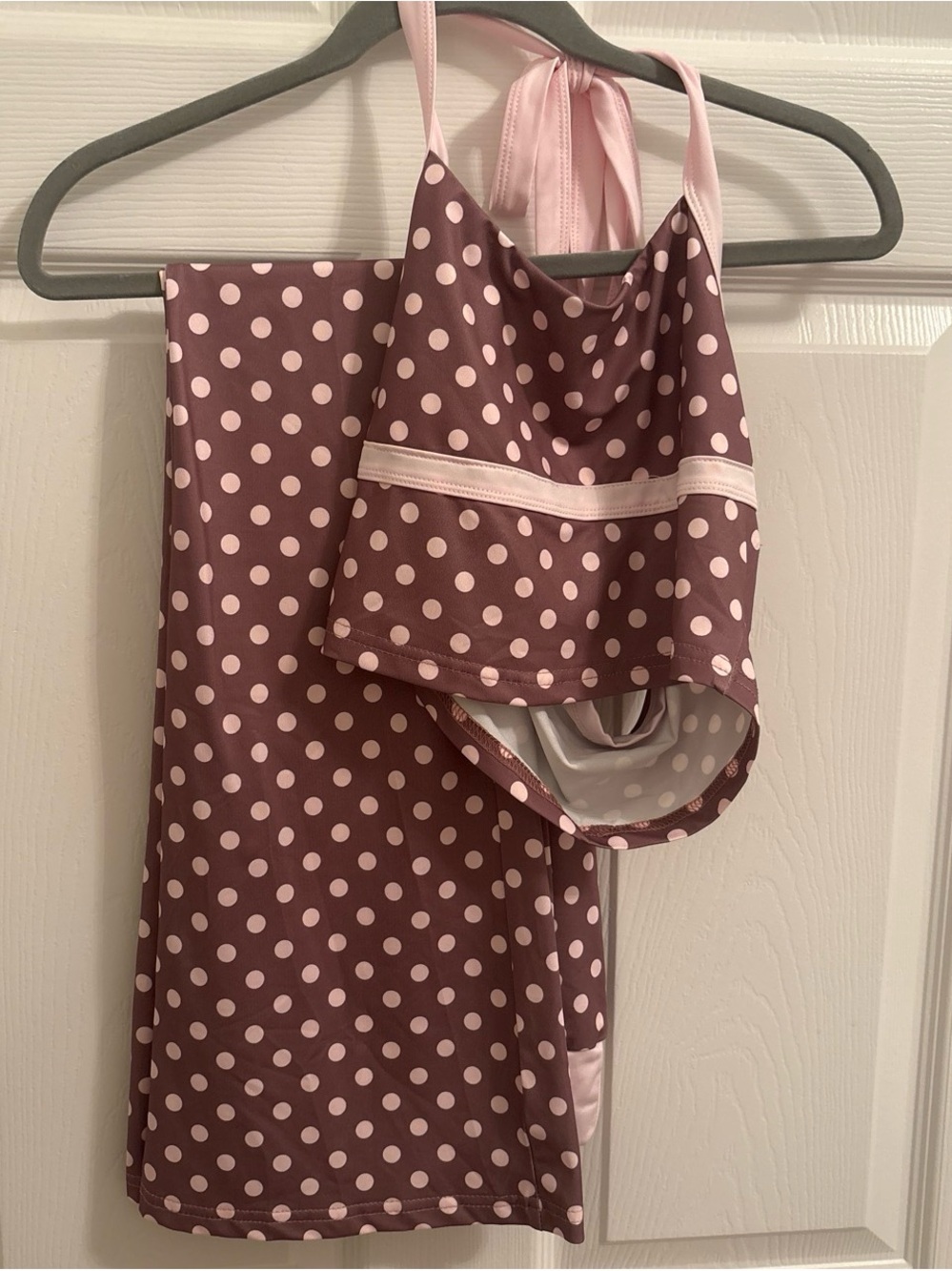 Shein Polka Dot Two-Piece Set in Mauve and Light Pink